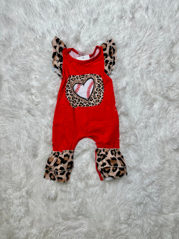 Red Baseball Long Romper