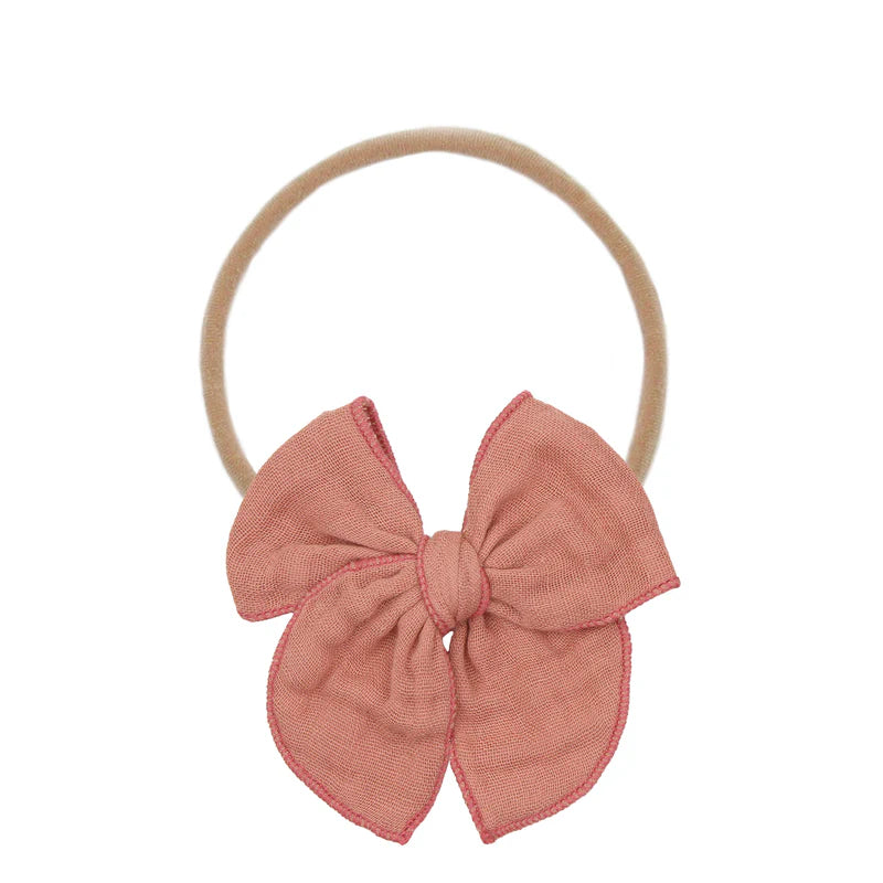 Cloud Muslin Heirloom Bow Headband