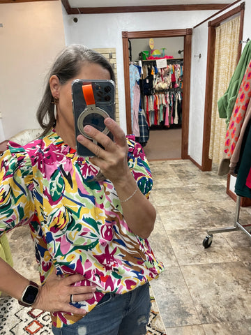 Bright Abstract Floral Shirt