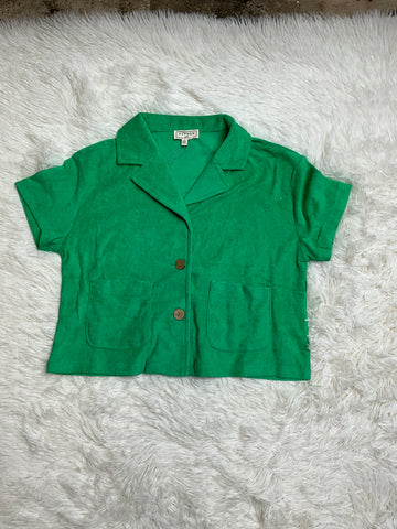 Green Terry Button Down Shirt