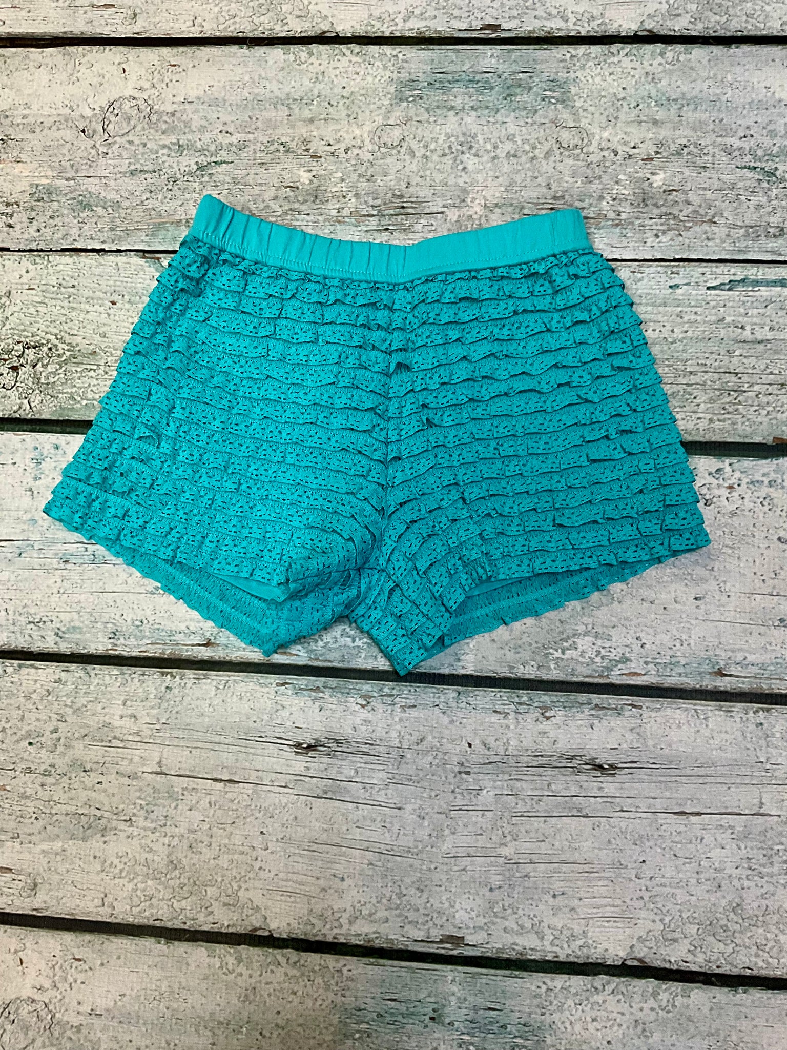 Teal Lace Ruffle Shorts