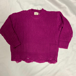 Magenta Distressed Sweater