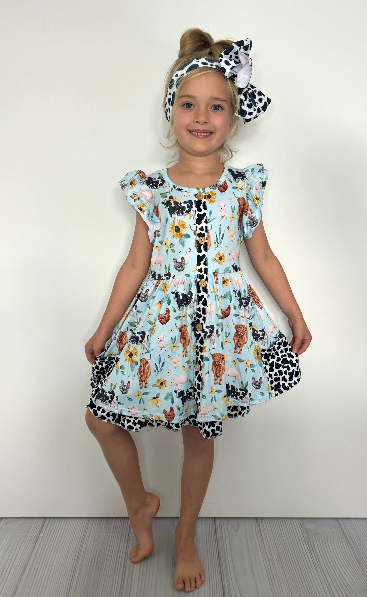 Aqua Floral Farm Dress