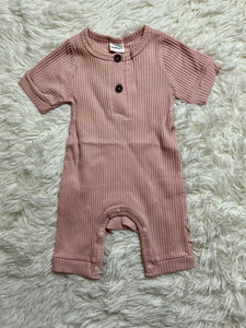 Mauve Ribbed Short Romper