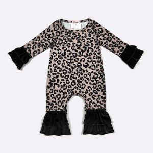 Copper Ruffled Leopard Romper