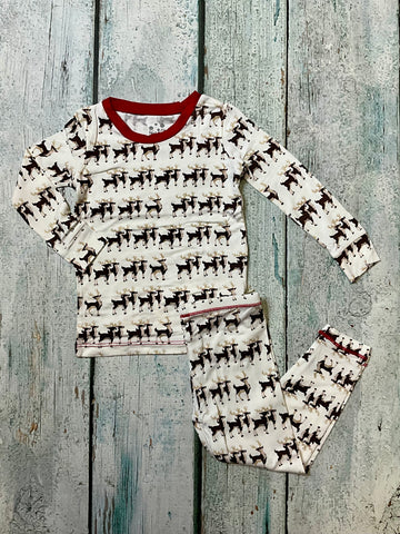 Natural Rudolph 2 Piece Pajamas