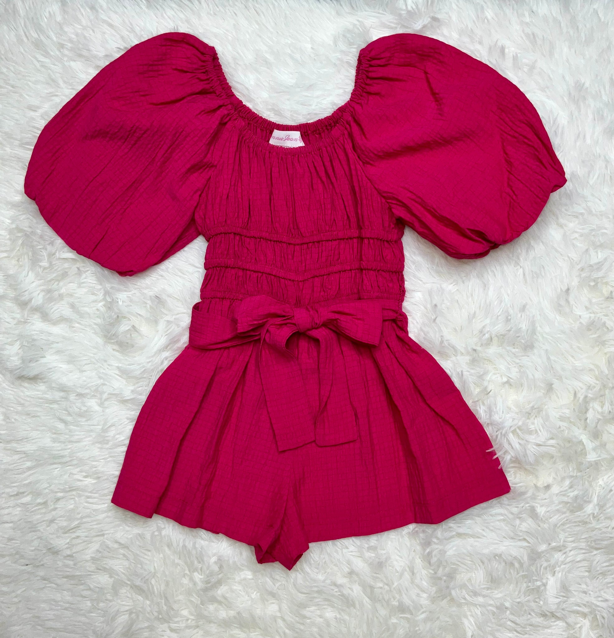 Fuchsia Puff Sleeve Romper