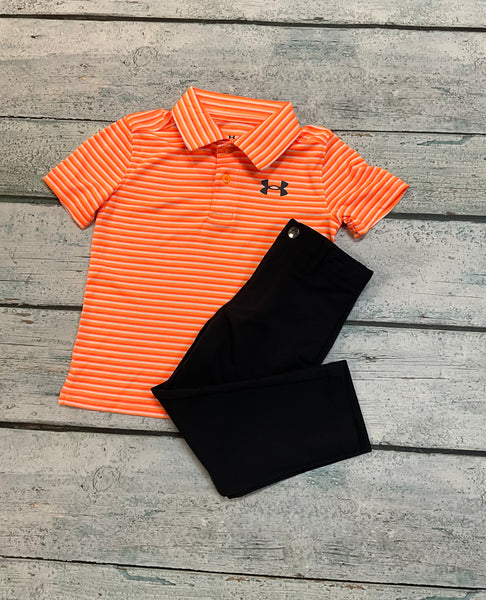 Orange Shock UA Stripe Match Play Polo