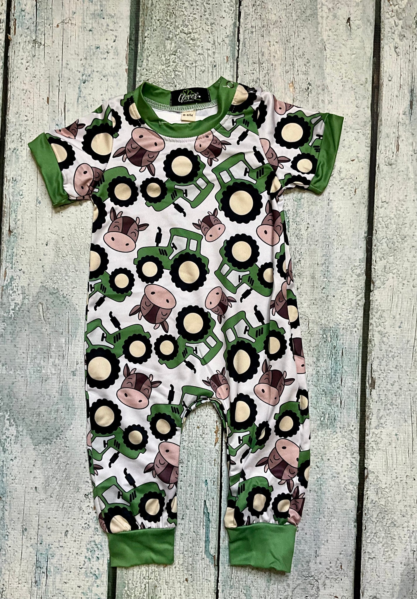 Green Tractor Romper