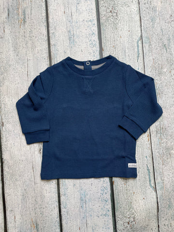 Dark Navy Waffle Long Sleeve Shirt
