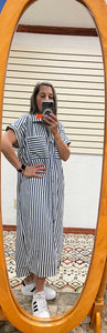 Navy Stripe Shirt Dress