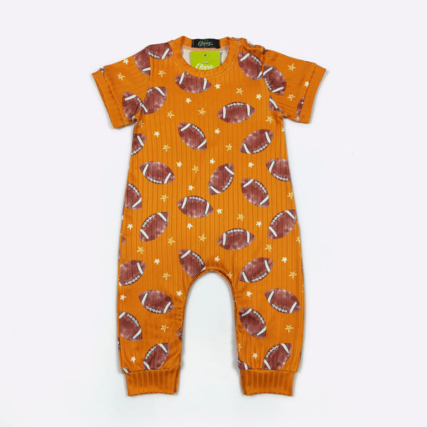 Orange Football Romper