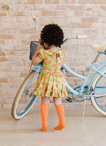 Orange Cable Knit Knee HIgh