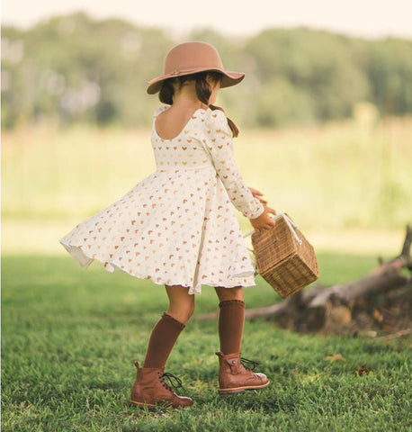 Lace Top Knee High Socks - Brown